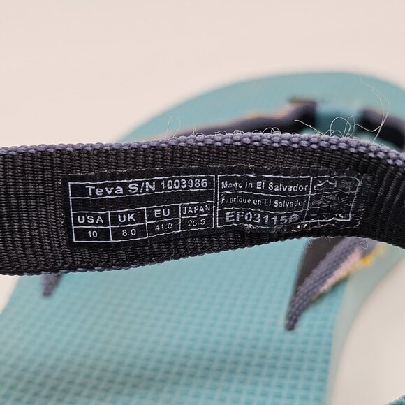 Teva Womens Size 10 Light Blue Aztec Original Ankle Strap Thong Sandals 1003986 - Picture 13 of 13